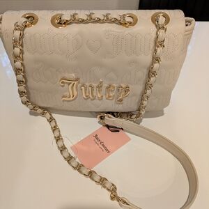 Juicy Couture Cream and Gold Shoulder Bag with Chain Strap